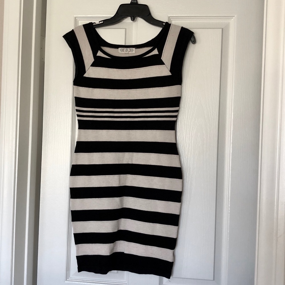 Pink Rose Stripped Midi Dress